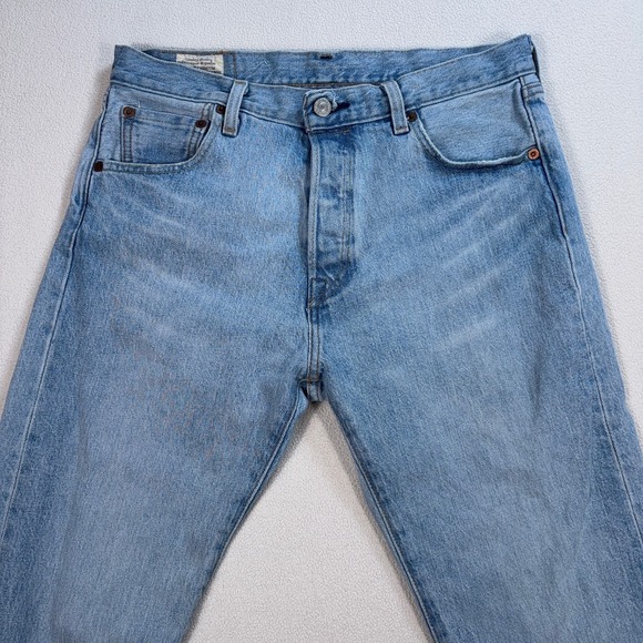 Levi's Premium 501 '93 Jeans Men's 29 (fits 30x30) Light Blue Straight Stretch - Picture 4 of 16